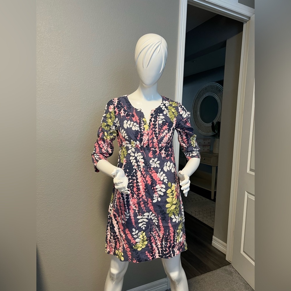 BODEN 100% Linen Floral Print Dress Size 4R